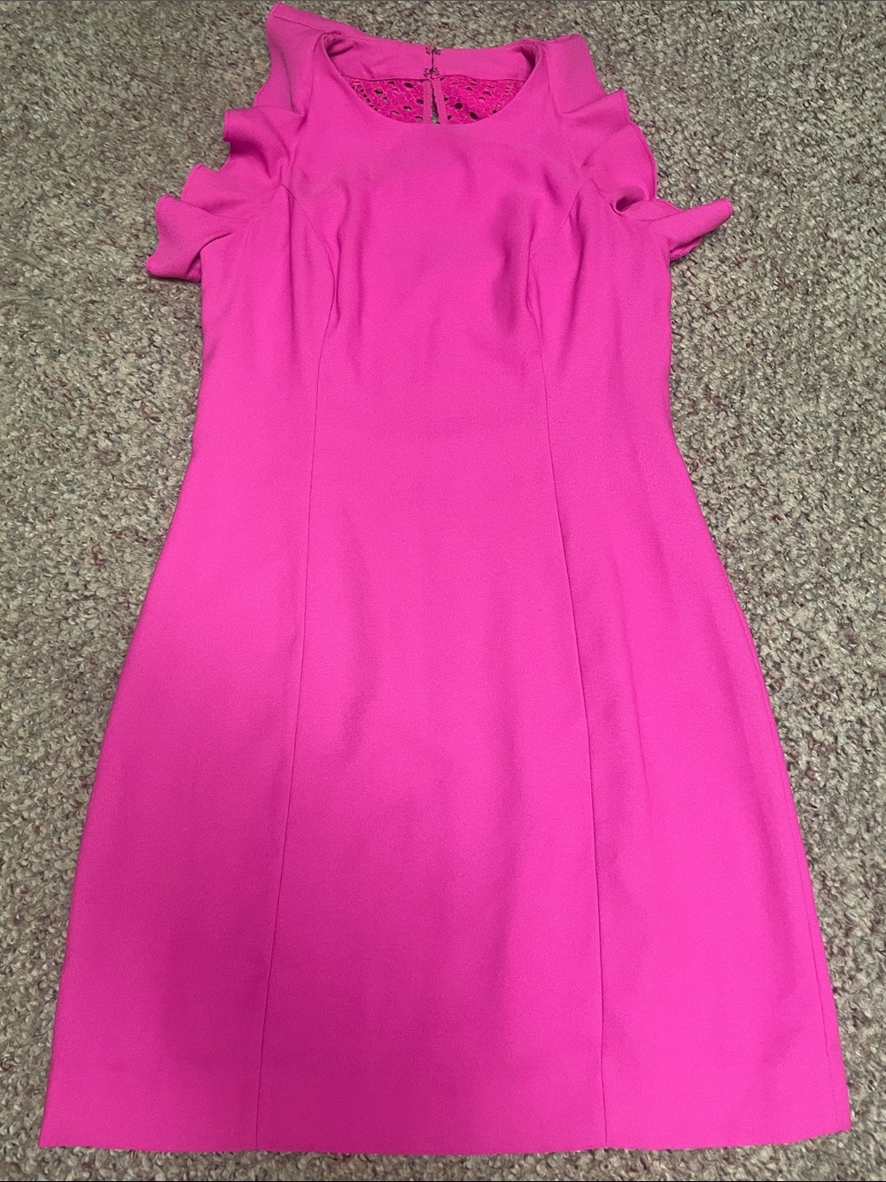 Lilly Pulitzer Women's Hot Pink Ruffle Sleeve Sheath Dress with lace back